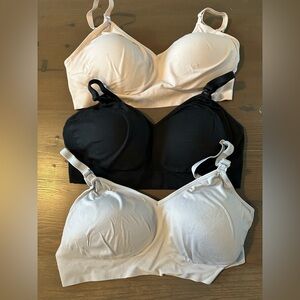 Auden Seamless Maternity Nursing Bras - Set of 3- Black, Grey and Light Pink